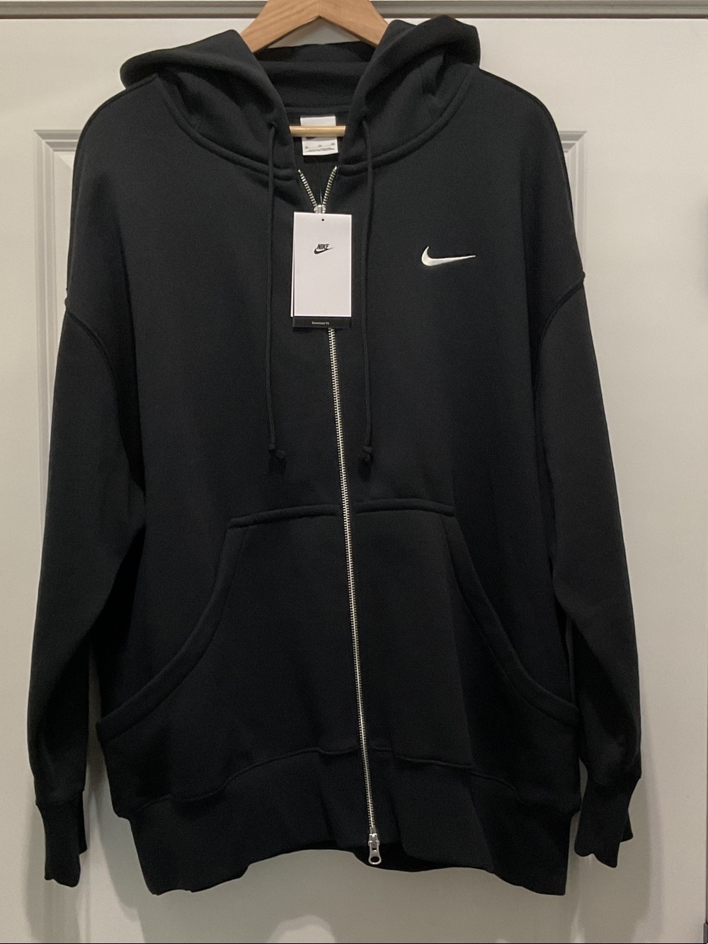 Nike Black Zip-Up Hoodie with White Swoosh